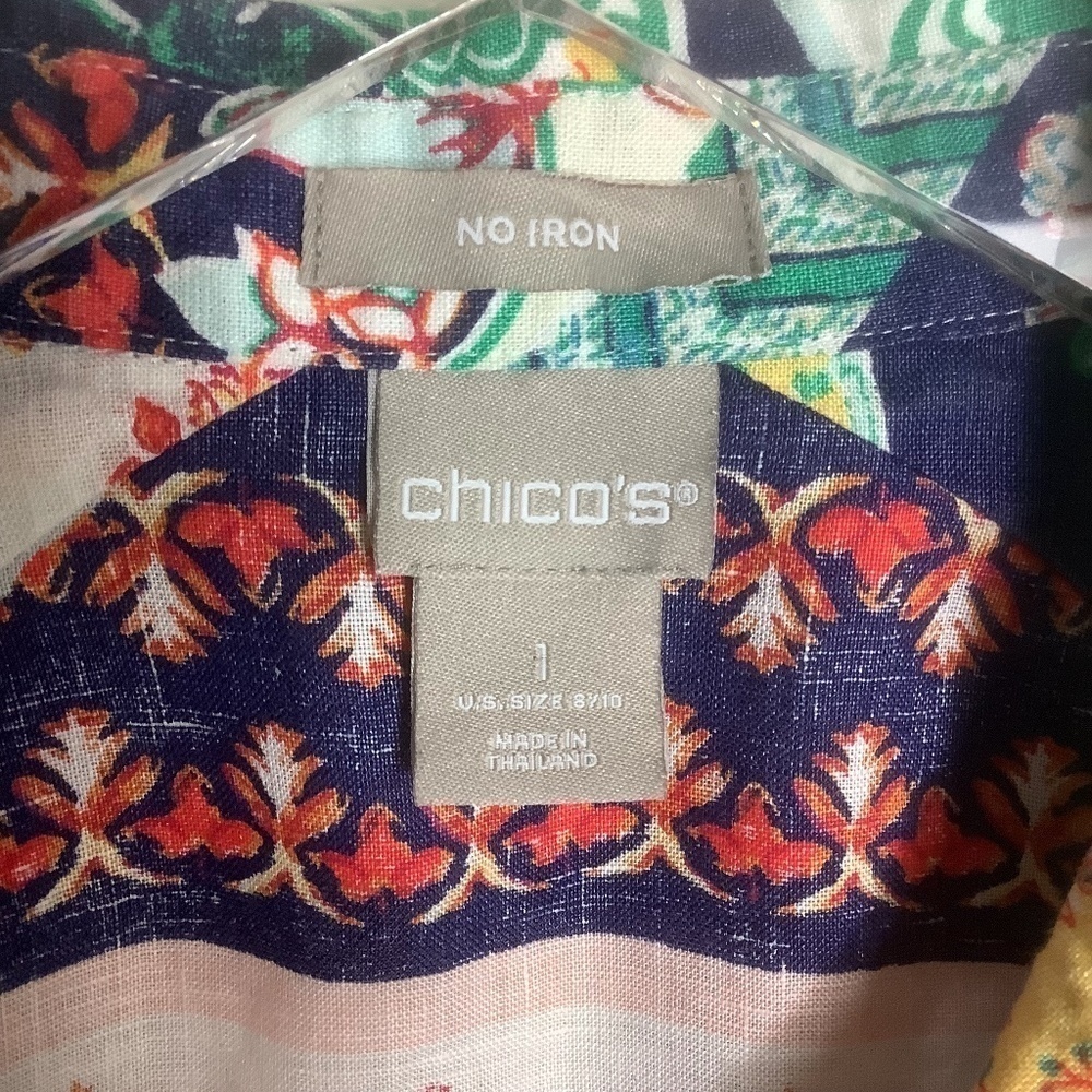Chico's‎ No Iron Linen Paisley Shirt 3/4 Sleeves - Picture 8 of 16